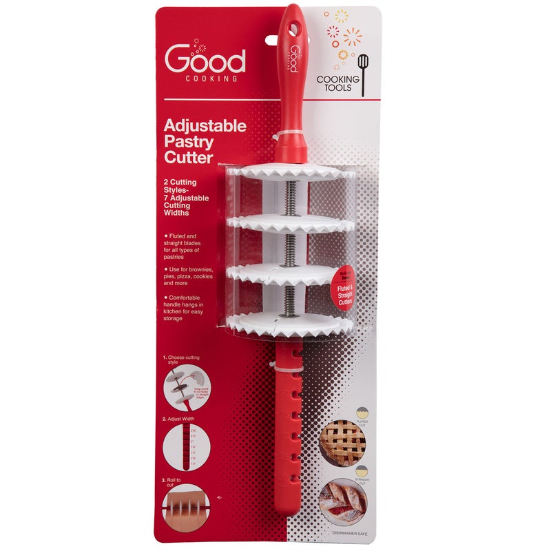 Good Cooking Adjustable Rolling Pastry Wheel Cutter with 4 Interchangeable Fluted, Lattice, and Straight Slicers - 7 Width Adjustments for Accurate Measurements -Dishwasher Safe- Great for Baking Cookies & Dessert - Image 5